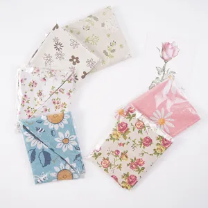 Ensemble de tissus fleuris en lin et coton carrés imprimés vintage pour couture
