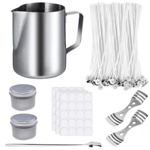 DIY Aromatherapy Candle Making Tool Kit With Stainless Steel Melting Pot Cotton Wicks Aluminum Cans Craft Supplies