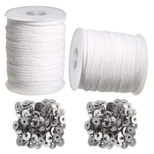 DIY Candle Making Kit With Braided Cotton Wicks And Metal Wick Bases For Handmade Craft Candle Making Supplies