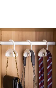 Wardrobe purse hanger multi-functional arched bag hook for closet storage, tie and belt.