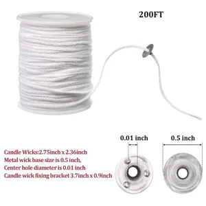 Braided candle wicks roll with metal base brackets, DIY craft candle making supplies detail.