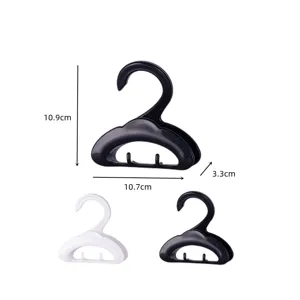 Close up view of arch plastic bag hanger showing precise dimensions and color options.