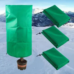 Telo copripiante protettivo invernale in tessuto non tessuto verde con pratico cordoncino.
