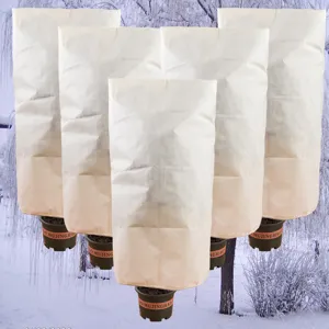 Winter plant frost protection cover non-woven fabric cold-proof plant jacket with drawstring
