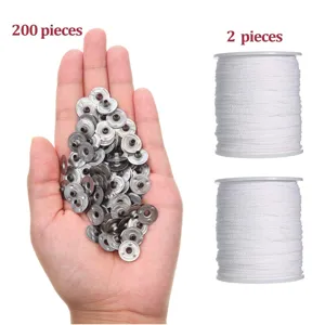 Candle making kit includes 2 rolls of braided wicks and 200 metal wick tabs for DIY crafts.