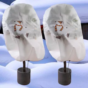 Winter plant frost cover, non-woven warm cold-resistant plant protector with cute polar bear design.