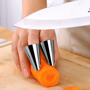 Protector de dedos de acero inoxidable herramienta de cocina para cortar verduras seguro