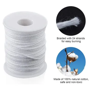 24 strands braided cotton candle wick for DIY candle making, natural and safe material.