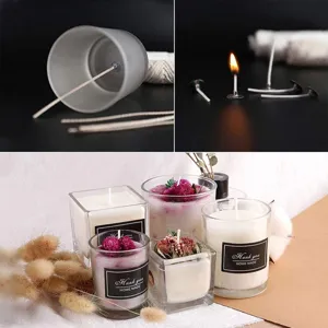 DIY candle making kit with glass candle holders wicks and bases for handmade scented candles.