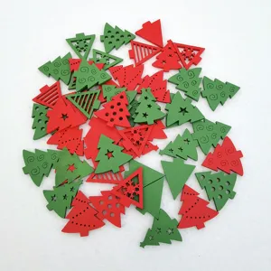 Wooden Christmas tree buttons 25mm decorative craft DIY wooden painted accessories