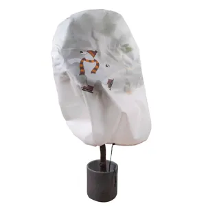 Winter plant frost cover with cute polar bear print, non-woven fabric cold-resistant protector.
