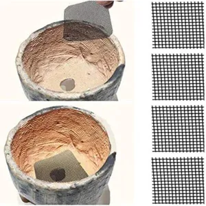 Details tonen plastic drainagegat gaas pads voor bloempotten, lekke grond voorkomen.