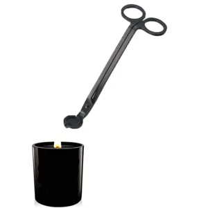 Tagliastoppino per Candele in Acciaio Inossidabile Nero Design Ergonomico Manico Lungo Accessorio Cura Candela