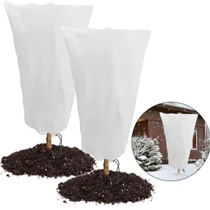 Plant Frost Protection Cover Non-Woven Fabric Winter Warm Plant Protector Frost Blanket With Drawstring For Garden Shrubs