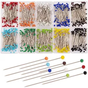 Épingles Perles Tête en Verre Colorée Épingles Droites pour Couture Artisanat Décoration Florale Multicolore