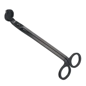 Dettaglio del tagliafili per candele in acciaio inossidabile nero, forbici per candele.