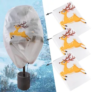 Winter plant cover frost protection reusable fabric outdoor tree jacket with cute elk print