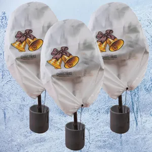 Winter plant frost protection cover non-woven fabric tree cover with Christmas bell print
