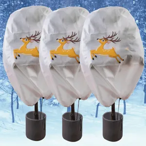 Winter plant frost protection cover with cute elk pattern for potted trees outdoor.