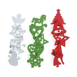 Wooden Christmas buttons mixed set, DIY craft ornaments for holiday decoration, 3 colors pack.
