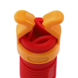 Gros plan détail de pince à vis en plastique rouge et jaune outil de fixation d'embout