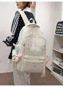 Korean style minimalist large capacity canvas backpack for women school travel casual bag