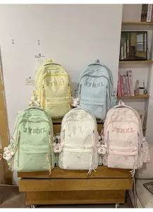 Korean style canvas backpack multi-color large capacity student casual cute school bag