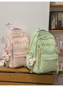 Casual canvas backpack large capacity school bag Korean style cute daily travel daypack for women
