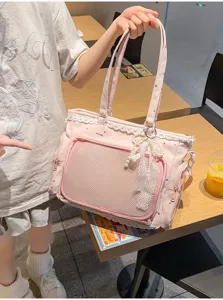 Ιαπωνική ροζ τσάντα ita διαφανής shopper ώμου με φιόγκο για καθημερινή χρήση φοιτητών