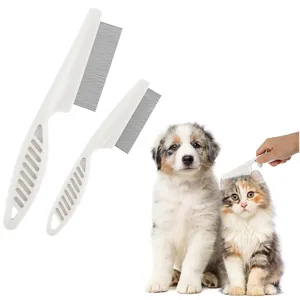 Professional Pet Flea Comb Cat And Dog Plastic Handle Stainless Steel Fine Tooth Grooming Tool For Daily Care And Cleaning