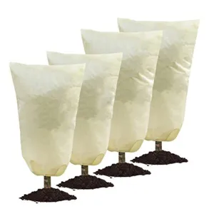 Winter Plant Frost Protection Cover Non Woven Fabric Plant Winterizing Bag Drawstring Reusable Plant Warm Cover Jacket