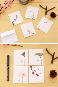 Chinese style greeting cards set with traditional ink painting design for festivals and wishes.
