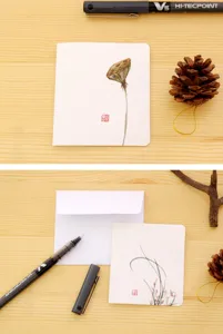 Chinese style watercolor greeting cards with envelopes, creative DIY blessing cards for gifts.