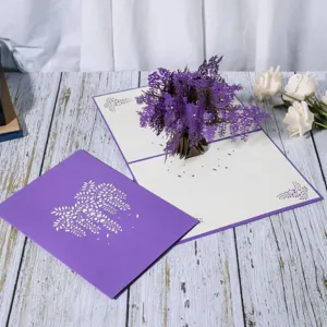 Χειροποίητη 3D pop-up τρισδιάστατη κάρτα ευχών wisteria, για δώρο και διακόσμηση.