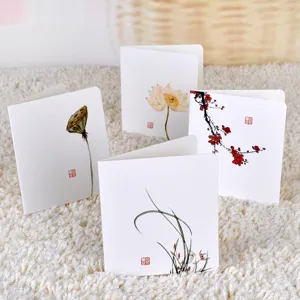 Chinese style watercolor botanical greeting card set blank greeting card for your party