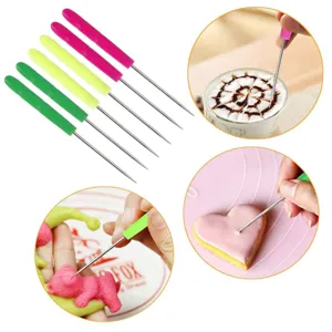 Cake decorating needle set for coffee art, cookie icing, and fondant sculpting tools.