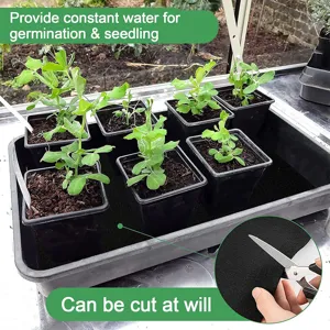Alfombra capilar negra para invernadero plantas de interior riego automático y germinación.