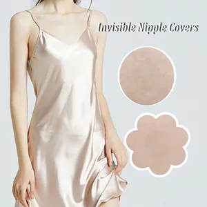 Disposable invisible nipple covers for women, breathable floral and round adhesive breast pads.