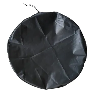 Cubierta redonda para bidón de tela Oxford negra impermeable con cordón ajustable.