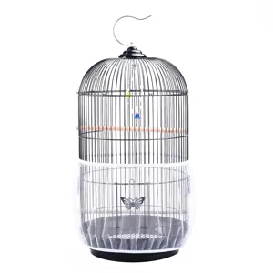 Close-up detail of white mesh bird cage cover skirt anti-splash seed catcher net.