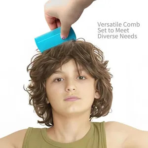 Detailed view of a durable blue fine-toothed flea comb designed for efficient hair care.