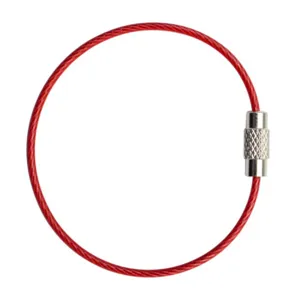Cable de alambre de acero inoxidable recubierto llavero bucle detalle para uso múltiple.