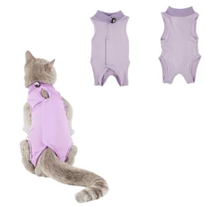 Purple cat recovery suit breathable pet surgery dress comfortable kitten spay apparel
