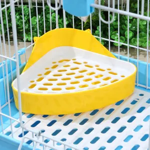 Cassetta Igienica ad Angolo per Piccoli Animali in Plastica WC per Conigli con Griglia per Criceti Porcellini d'India Forniture per Animali