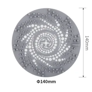 Grauer Silikon Duschabfluss Haarfänger 140mm Badewanne Sieb Abdeckung Filtermatte