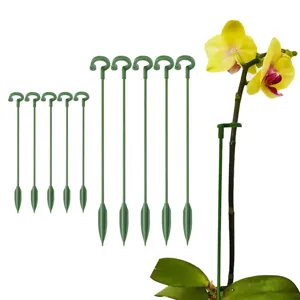 Piquets de Support d'Orchidée en Plastique Vert Tiges de Support de Plante pour Fleurs en Pot Protection de Plante de Jardin
