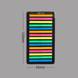 Notes adhésives transparentes fluorescentes, index colorés et marques-pages pour étudiants.
