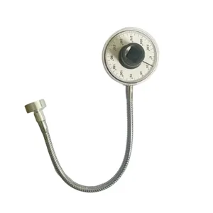 Automotive 360 degree torque angle gauge with magnetic flexible arm and clear dial scale for repair.