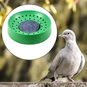 Green plastic pigeon nest breeding egg basin with ventilation holes and mat for birds.