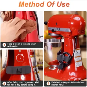 Organisateur de cordon en silicone pour appareils de cuisine, enrouleur de câble adhésif.